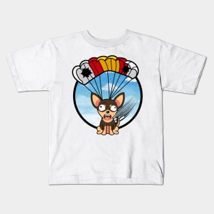 Silly small dog has a broken parachute Kids T-Shirt